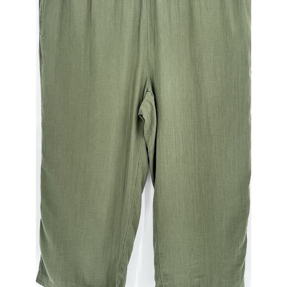 Old Navy High-Waisted Crinkle Gauze Super Wide-Leg Pants Size 4X Olive Green - Picture 3 of 11